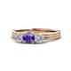 1 - Alyssa 5.50 mm Iolite and Diamond Thick Shank Three Stone Ring 