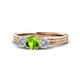 1 - Alyssa 5.50 mm Peridot and Diamond Thick Shank Three Stone Ring 