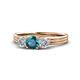 1 - Alyssa 5.50 mm London Blue Topaz and Diamond Thick Shank Three Stone Ring 