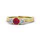 1 - Alyssa 5.50 mm Ruby and Diamond Thick Shank Three Stone Ring 