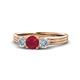 1 - Alyssa 5.50 mm Ruby and Diamond Thick Shank Three Stone Ring 