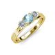 2 - Alyssa 5.50 mm Aquamarine and Diamond Thick Shank Three Stone Ring 
