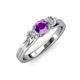 2 - Alyssa 5.50 mm Amethyst and Diamond Thick Shank Three Stone Ring 