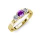 2 - Alyssa 5.50 mm Amethyst and Diamond Thick Shank Three Stone Ring 