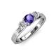 2 - Alyssa 5.50 mm Iolite and Diamond Thick Shank Three Stone Ring 