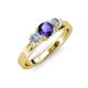 2 - Alyssa 5.50 mm Iolite and Diamond Thick Shank Three Stone Ring 