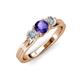 2 - Alyssa 5.50 mm Iolite and Diamond Thick Shank Three Stone Ring 