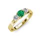 2 - Alyssa 5.50 mm Emerald and Diamond Thick Shank Three Stone Ring 