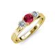 2 - Alyssa 5.50 mm Ruby and Diamond Thick Shank Three Stone Ring 