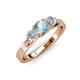 2 - Alyssa 5.50 mm Aquamarine and Diamond Thick Shank Three Stone Ring 