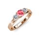 2 - Alyssa 5.50 mm Pink Tourmaline and Diamond Thick Shank Three Stone Ring 