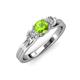 2 - Alyssa 5.50 mm Peridot and Diamond Thick Shank Three Stone Ring 