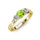 2 - Alyssa 5.50 mm Peridot and Diamond Thick Shank Three Stone Ring 