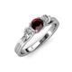 2 - Alyssa 5.50 mm Red Garnet and Diamond Thick Shank Three Stone Ring 