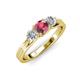 2 - Alyssa 5.50 mm Rhodolite Garnet and Diamond Thick Shank Three Stone Ring 