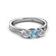 3 - Alyssa 5.50 mm Aquamarine and Diamond Thick Shank Three Stone Ring 