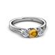 3 - Alyssa 5.50 mm Citrine and Diamond Thick Shank Three Stone Ring 