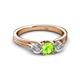 3 - Alyssa 5.50 mm Peridot and Diamond Thick Shank Three Stone Ring 