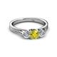 3 - Alyssa 5.50 mm Yellow and White Diamond Thick Shank Three Stone Ring 
