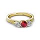 3 - Alyssa 5.50 mm Ruby and Diamond Thick Shank Three Stone Ring 