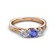3 - Alyssa 5.50 mm Tanzanite and Diamond Thick Shank Three Stone Ring 