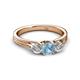 3 - Alyssa 5.50 mm Aquamarine and Diamond Thick Shank Three Stone Ring 