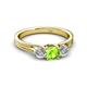 3 - Alyssa 5.50 mm Peridot and Diamond Thick Shank Three Stone Ring 