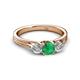 3 - Alyssa 5.50 mm Emerald and Diamond Thick Shank Three Stone Ring 