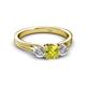 3 - Alyssa 5.50 mm Yellow and White Diamond Thick Shank Three Stone Ring 