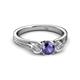 3 - Alyssa 5.50 mm Iolite and Diamond Thick Shank Three Stone Ring 
