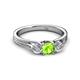 3 - Alyssa 5.50 mm Peridot and Diamond Thick Shank Three Stone Ring 