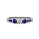 2 - Ayaka Diamond and Blue Sapphire Three Stone with Side Blue Sapphire Ring 