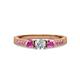 2 - Ayaka Diamond and Pink Sapphire Three Stone with Side Pink Sapphire Ring 