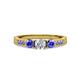 2 - Ayaka Diamond and Tanzanite Three Stone with Side Tanzanite Ring 