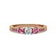 2 - Ayaka Diamond and Pink Tourmaline Three Stone with Side Pink Tourmaline Ring 