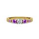 2 - Ayaka Diamond and Amethyst Three Stone with Side Amethyst Ring 