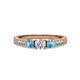 2 - Ayaka Diamond and Blue Topaz Three Stone with Side Blue Topaz Ring 