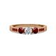 2 - Ayaka Diamond and Red Garnet Three Stone with Side Red Garnet Ring 