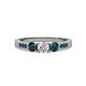 2 - Ayaka Diamond and London Blue Topaz Three Stone with Side London Blue Topaz Ring 