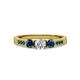 2 - Ayaka Blue and White Diamond Three Stone with Side Blue Diamond Ring 