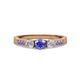 2 - Ayaka Tanzanite and Diamond Three Stone with Side Tanzanite Ring 