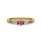 2 - Ayaka Pink Tourmaline and Diamond Three Stone with Side Pink Tourmaline Ring 