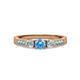 2 - Ayaka Blue Topaz and Diamond Three Stone with Side Blue Topaz Ring 