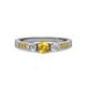 2 - Ayaka Citrine and Diamond Three Stone with Side Citrine Ring 