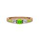 2 - Ayaka Peridot and Diamond Three Stone with Side Peridot Ring 