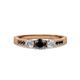 2 - Ayaka Black and White Diamond Three Stone with Side Black Diamond Ring 