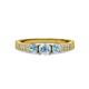 3 - Ayaka Aquamarine Three Stone with Side Diamond Ring 