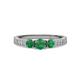 3 - Ayaka Emerald Three Stone with Side Diamond Ring 