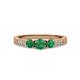 3 - Ayaka Emerald Three Stone with Side Diamond Ring 