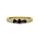 3 - Ayaka Black Diamond Three Stone with Side Diamond Ring 